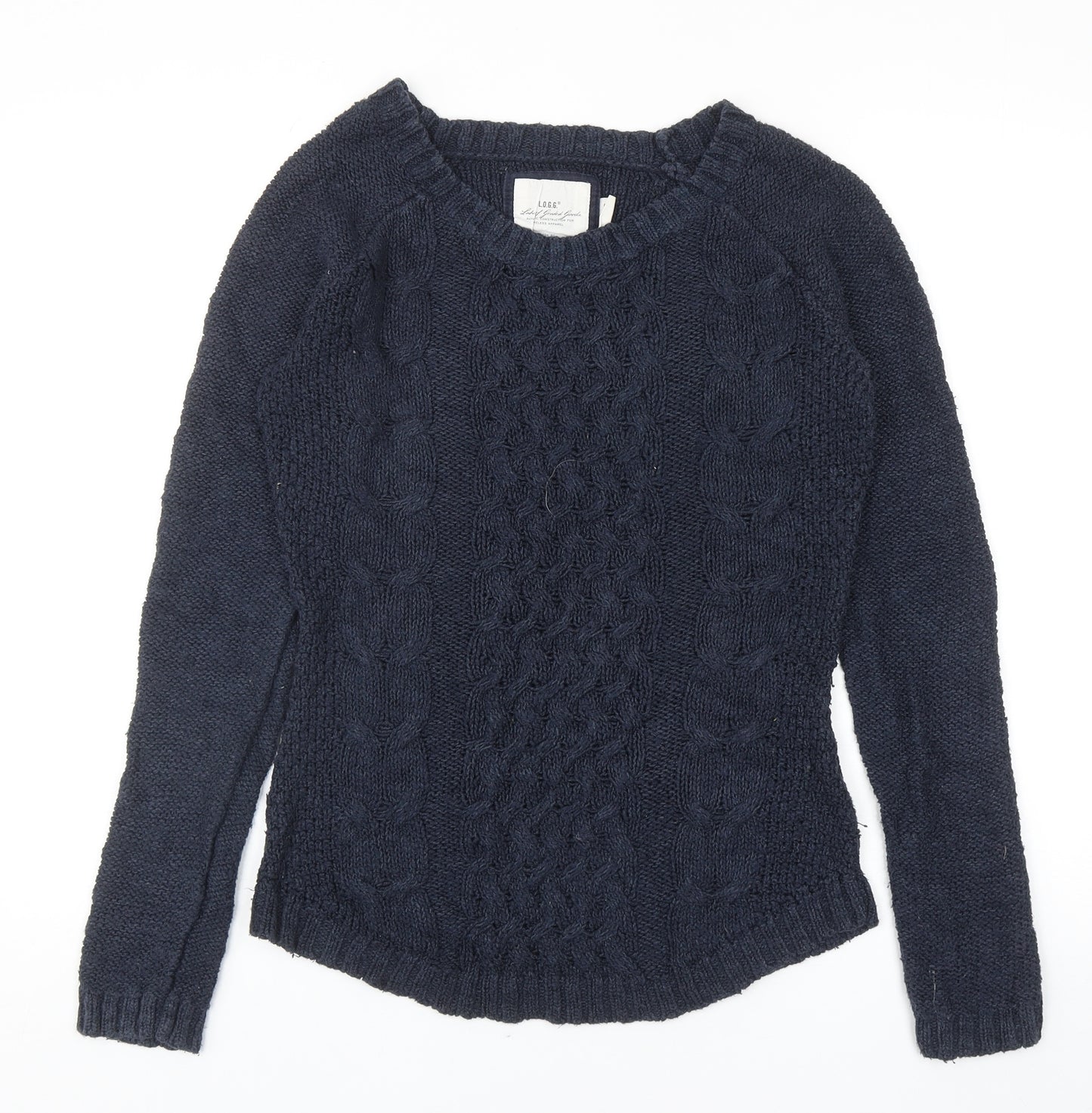 H&M Womens Blue Round Neck Cotton Pullover Jumper Size S