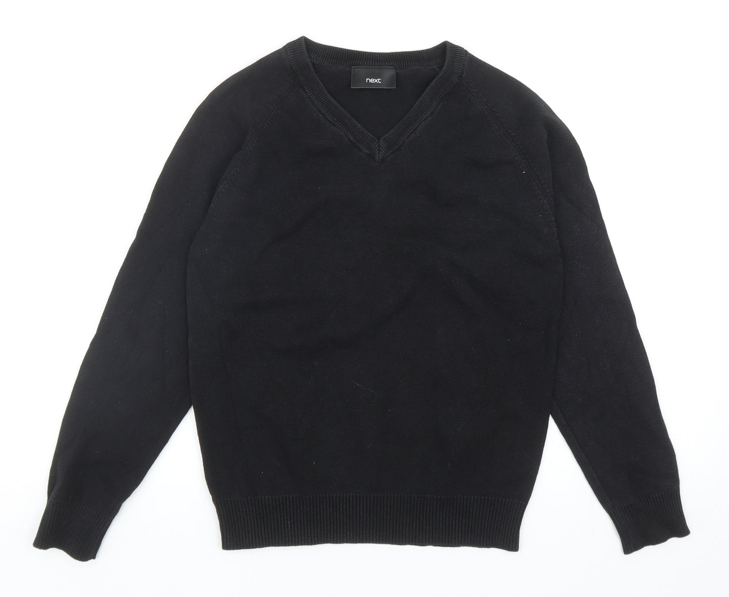 NEXT Boys Black V-Neck Cotton Pullover Jumper Size 11-12 Years Pullover