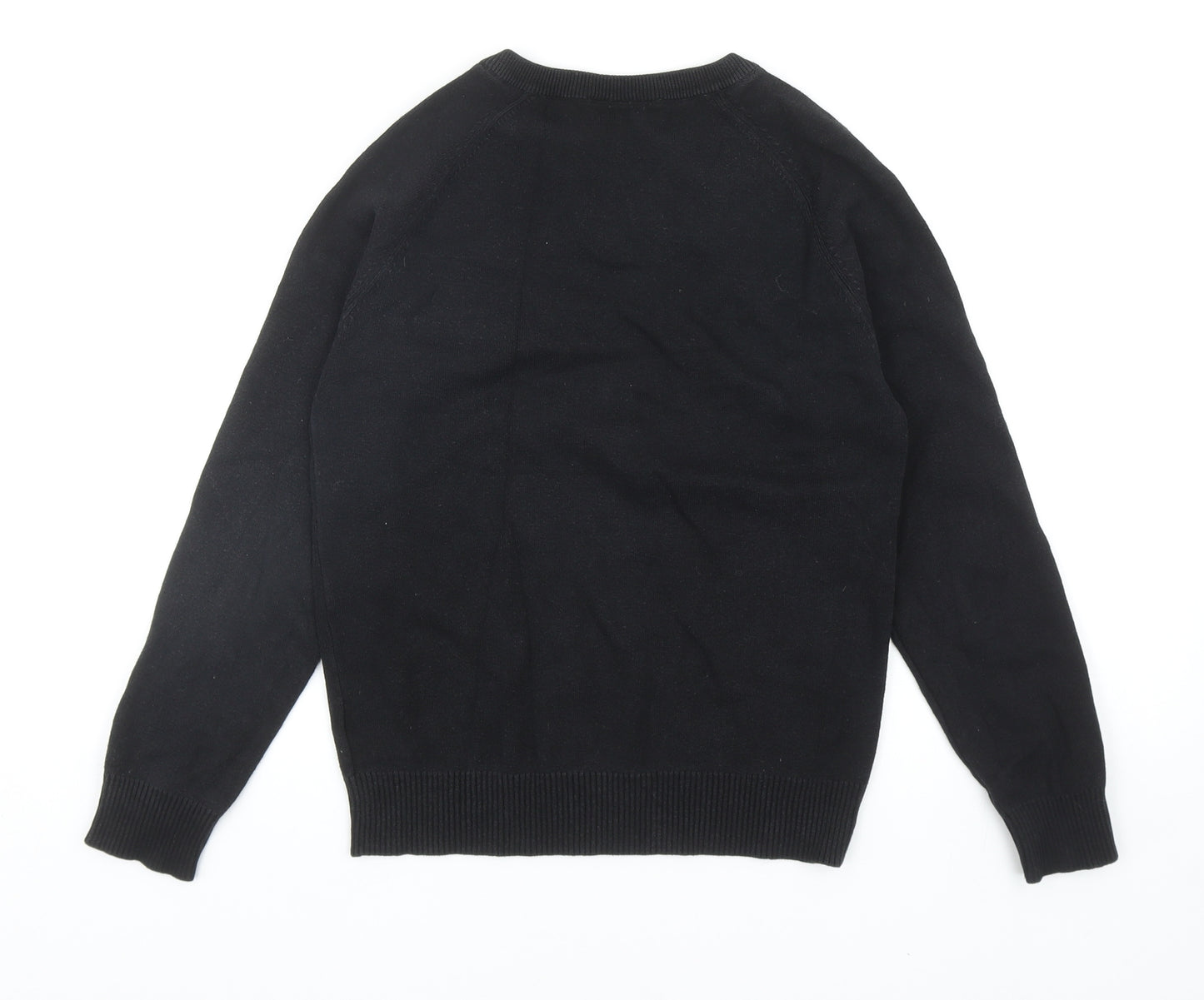 NEXT Boys Black V-Neck Cotton Pullover Jumper Size 11-12 Years Pullover