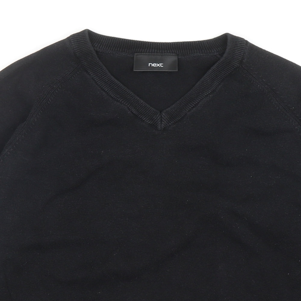 NEXT Boys Black V-Neck Cotton Pullover Jumper Size 11-12 Years Pullover