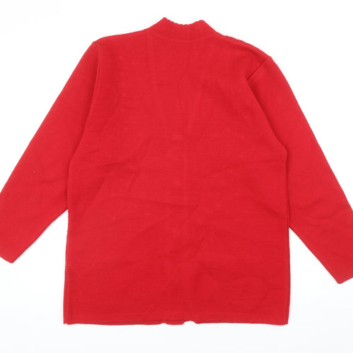 Paramour Womens Red V-Neck Acrylic Cardigan Jumper Size S