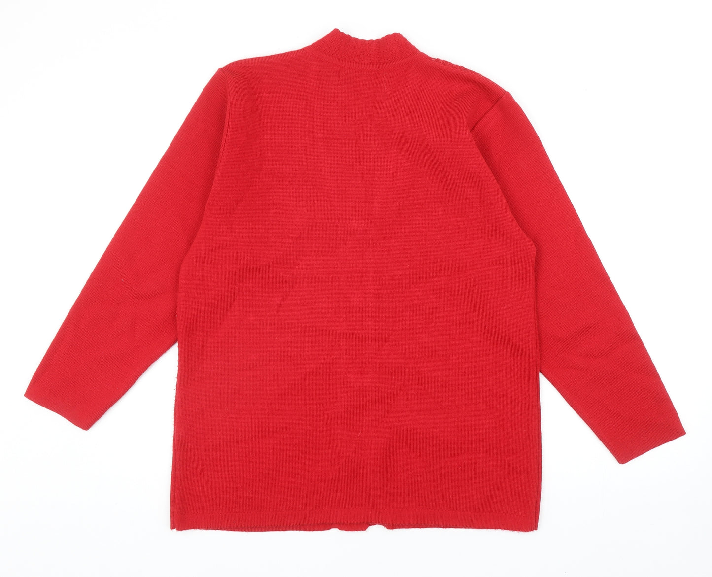 Paramour Womens Red V-Neck Acrylic Cardigan Jumper Size S