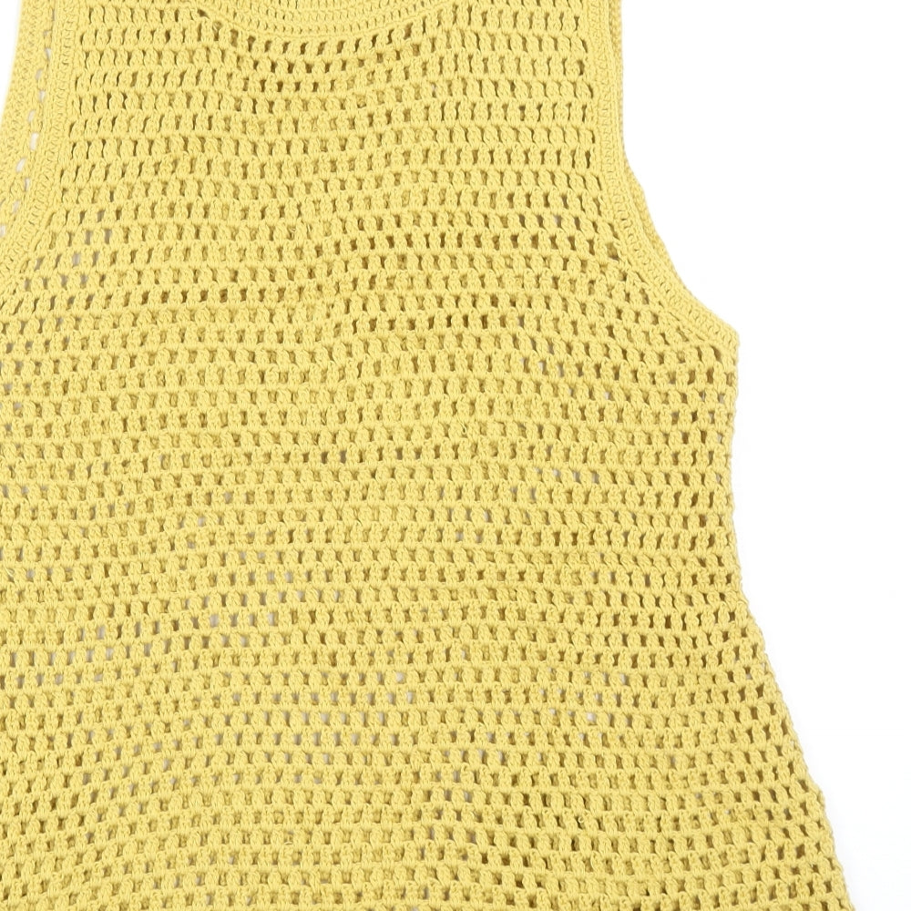 Atmosphere Womens Yellow Round Neck Cotton Vest Jumper Size 16