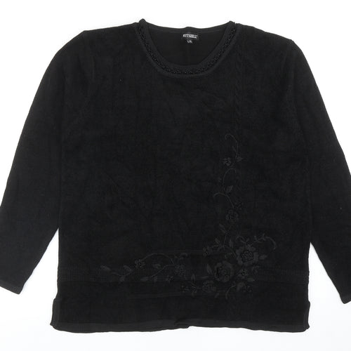 Nutshell Womens Black Round Neck Acrylic Pullover Jumper Size L