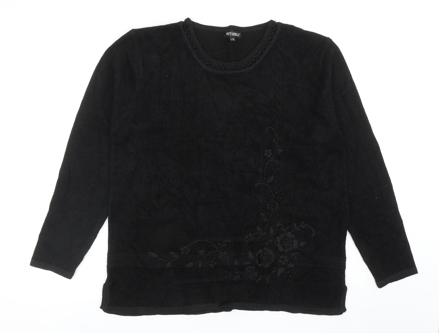 Nutshell Womens Black Round Neck Acrylic Pullover Jumper Size L
