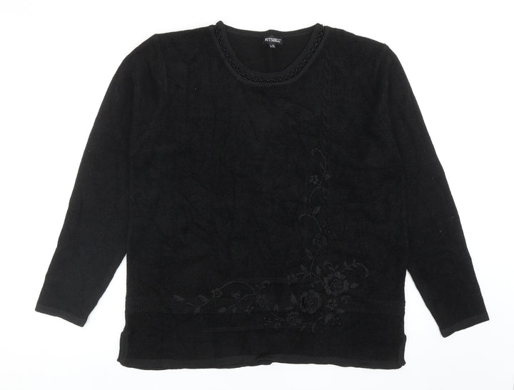 Nutshell Womens Black Round Neck Acrylic Pullover Jumper Size L