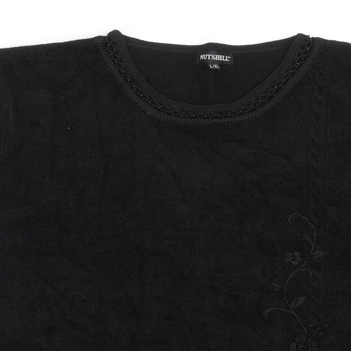 Nutshell Womens Black Round Neck Acrylic Pullover Jumper Size L