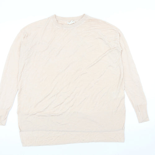 H&M Womens Pink Round Neck Acrylic Pullover Jumper Size M