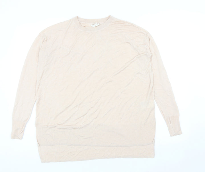 H&M Womens Pink Round Neck Acrylic Pullover Jumper Size M