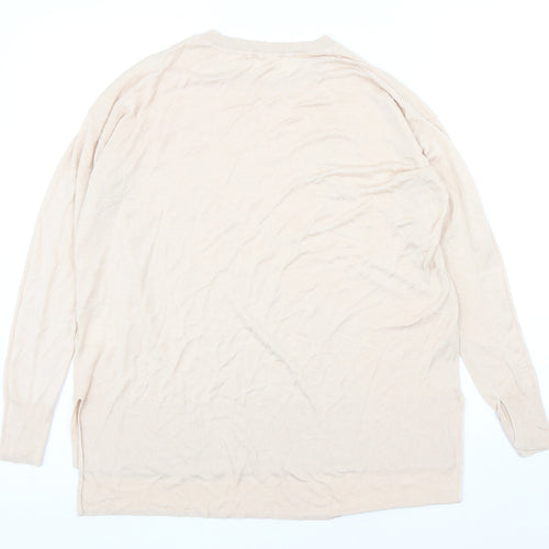 H&M Womens Pink Round Neck Acrylic Pullover Jumper Size M