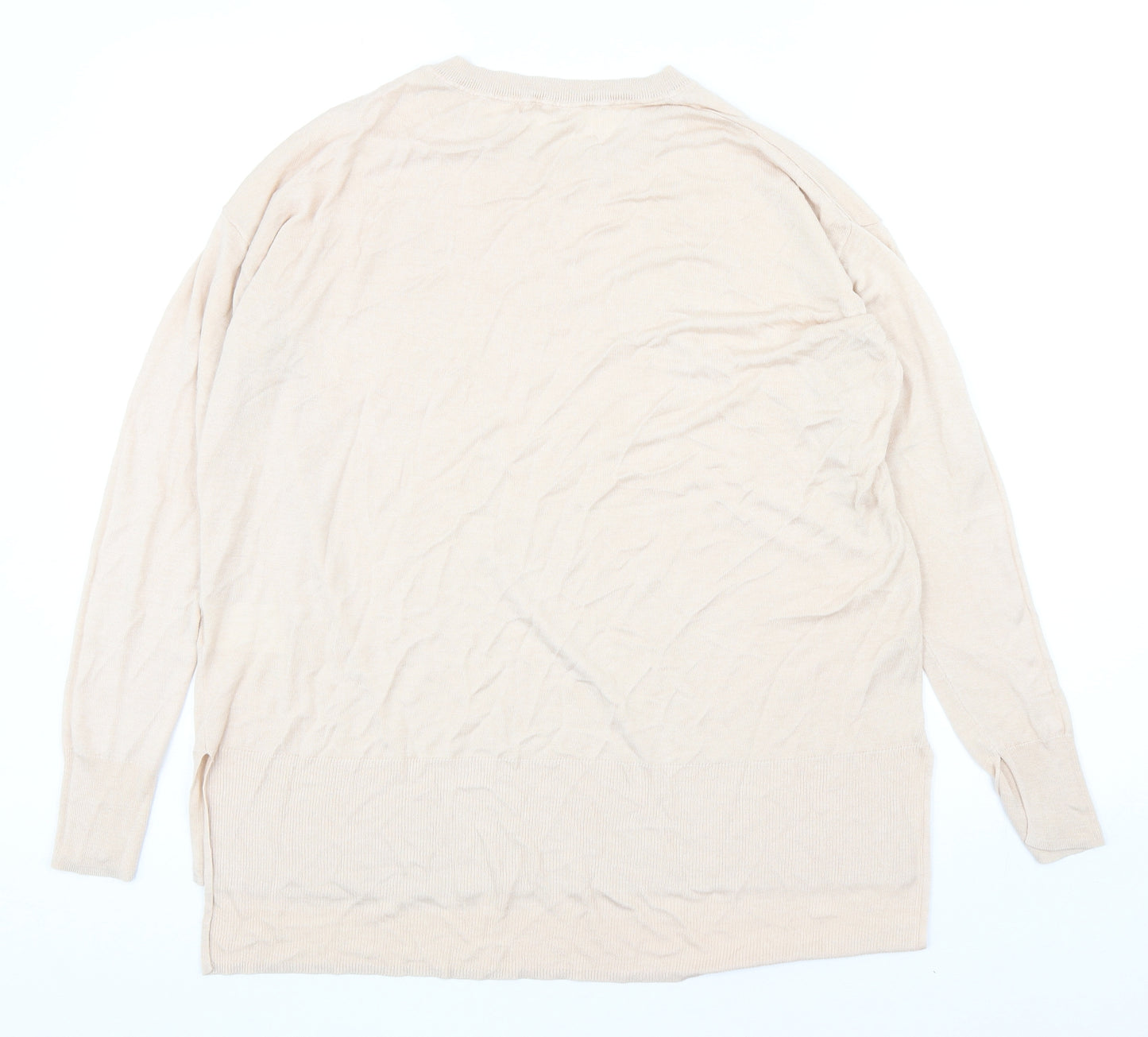 H&M Womens Pink Round Neck Acrylic Pullover Jumper Size M