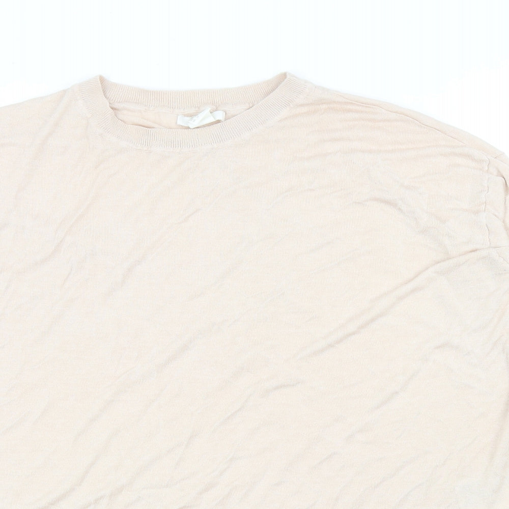 H&M Womens Pink Round Neck Acrylic Pullover Jumper Size M