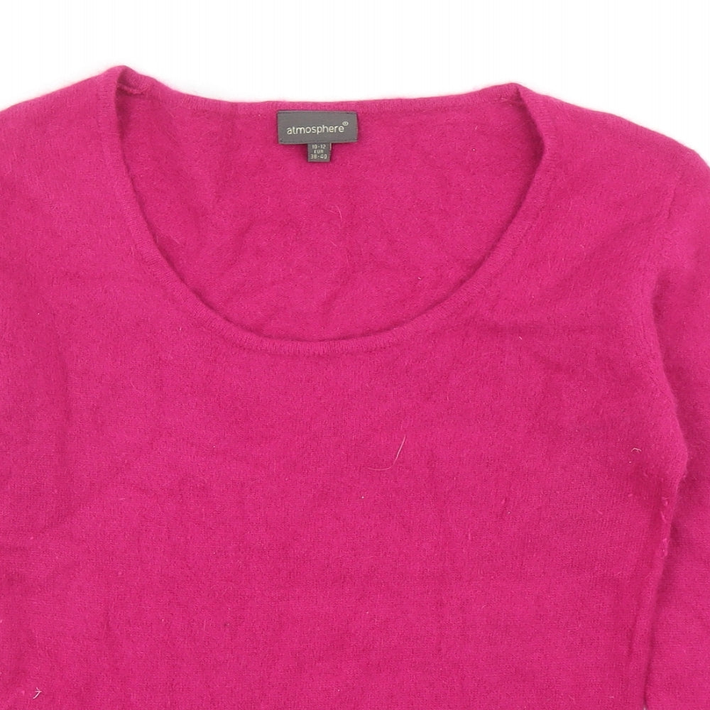 Atmosphere Womens Pink Scoop Neck Angora Pullover Jumper Size 10