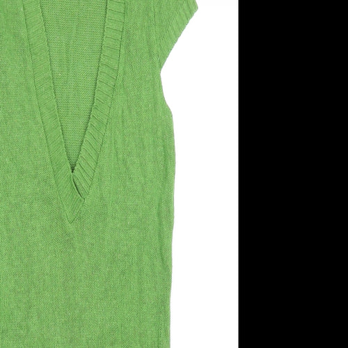 Topshop Womens Green V-Neck Acrylic Pullover Jumper Size 10