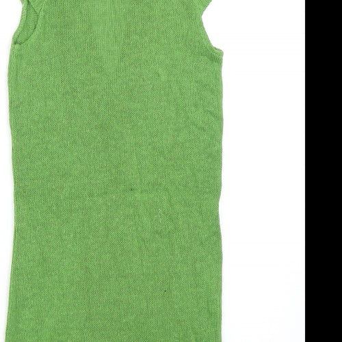 Topshop Womens Green V-Neck Acrylic Pullover Jumper Size 10