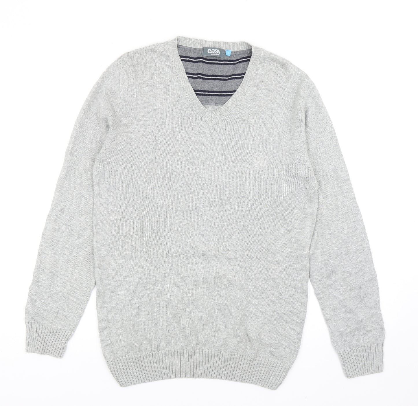 Matalan Mens Grey V-Neck Cotton Pullover Jumper Size S