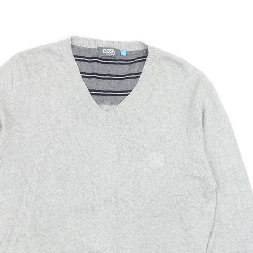 Matalan Mens Grey V-Neck Cotton Pullover Jumper Size S