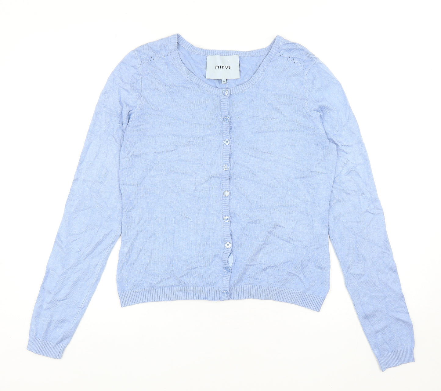 Minus Womens Blue Round Neck Viscose Cardigan Jumper Size M