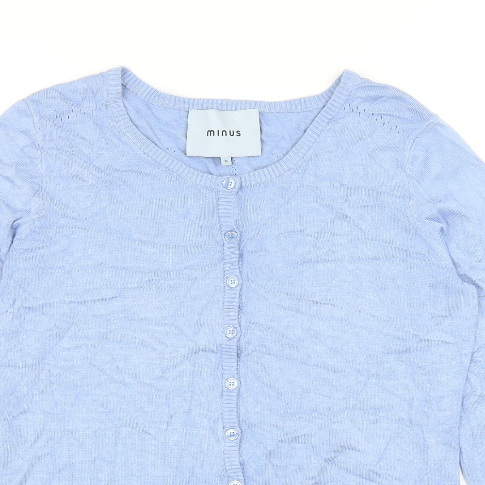 Minus Womens Blue Round Neck Viscose Cardigan Jumper Size M