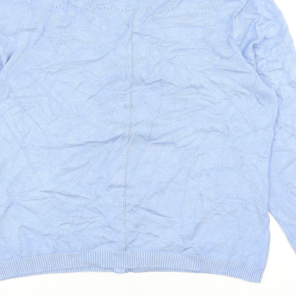 Minus Womens Blue Round Neck Viscose Cardigan Jumper Size M