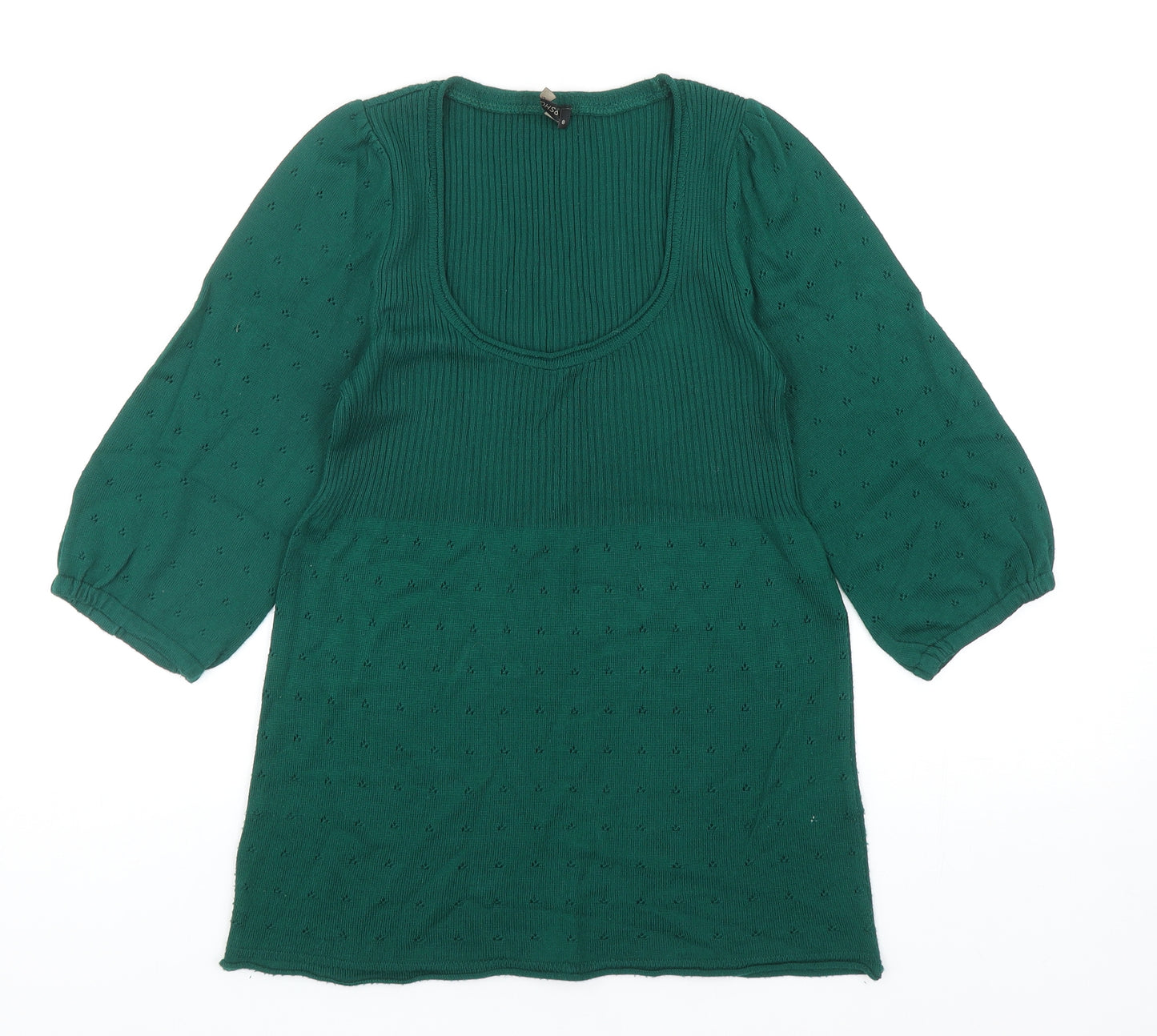 Topshop Womens Green Scoop Neck Acrylic Pullover Jumper Size 8