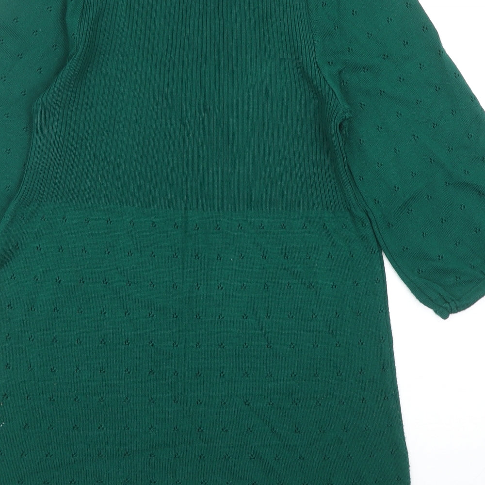 Topshop Womens Green Scoop Neck Acrylic Pullover Jumper Size 8