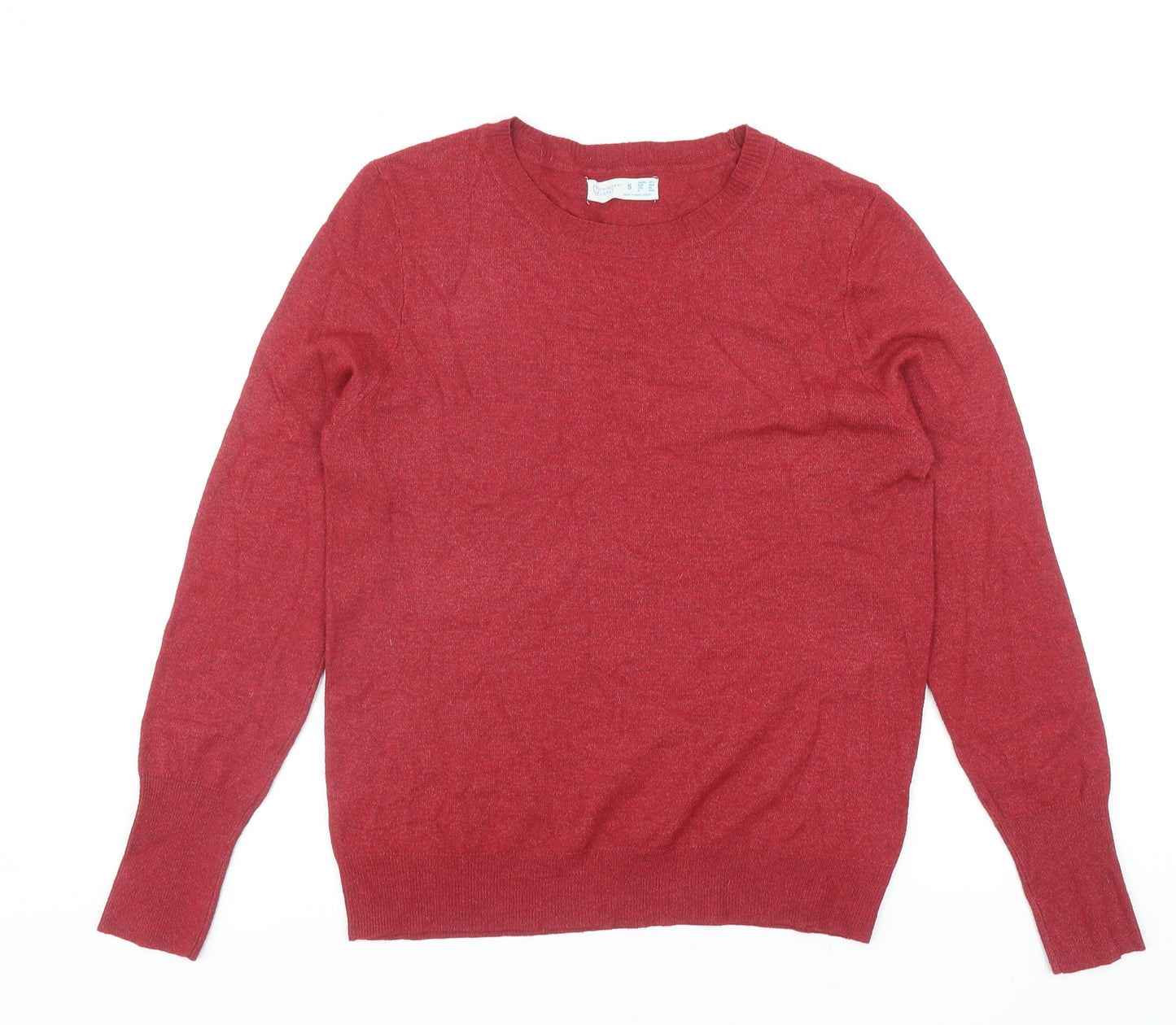 Primark Womens Red Round Neck Acrylic Pullover Jumper Size S
