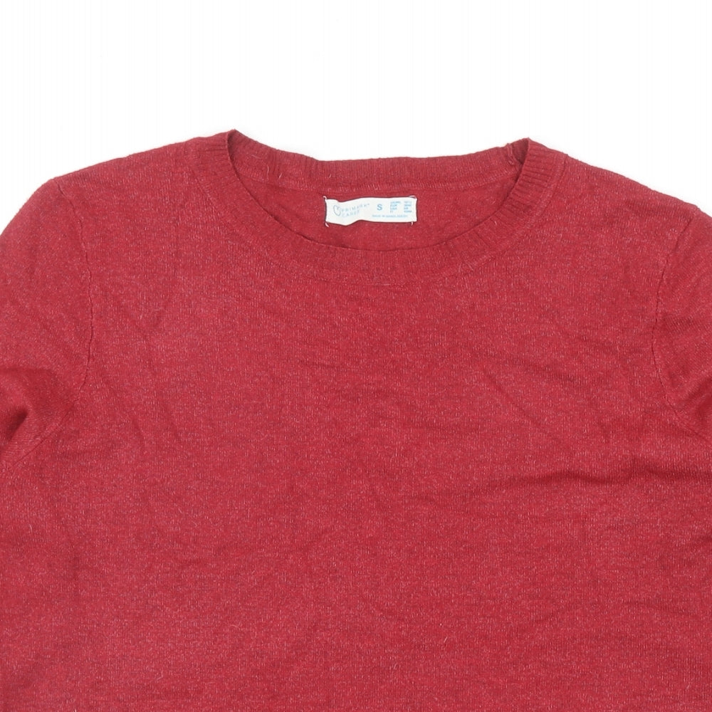 Primark Womens Red Round Neck Acrylic Pullover Jumper Size S
