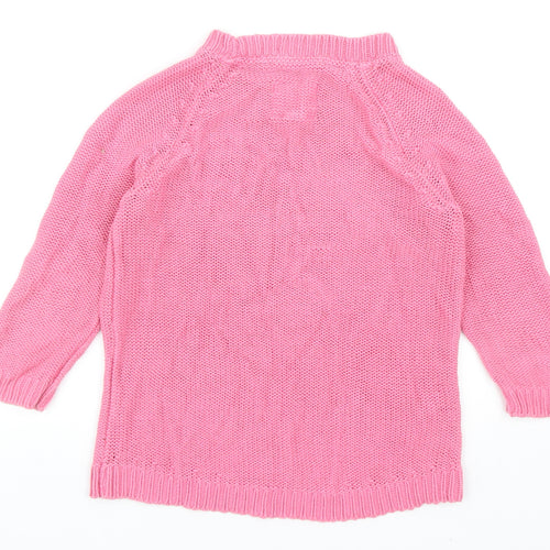 Johnnie B Girls Pink Scoop Neck Cotton Pullover Jumper Size 11-12 Years Pullover