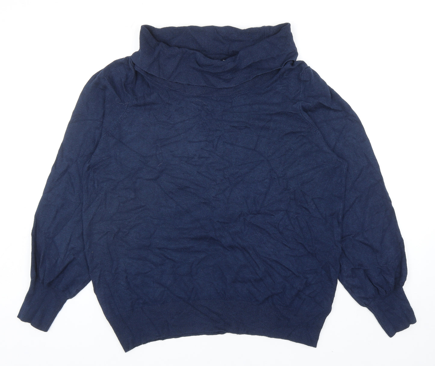 Marks and Spencer Womens Blue Roll Neck Viscose Pullover Jumper Size 20