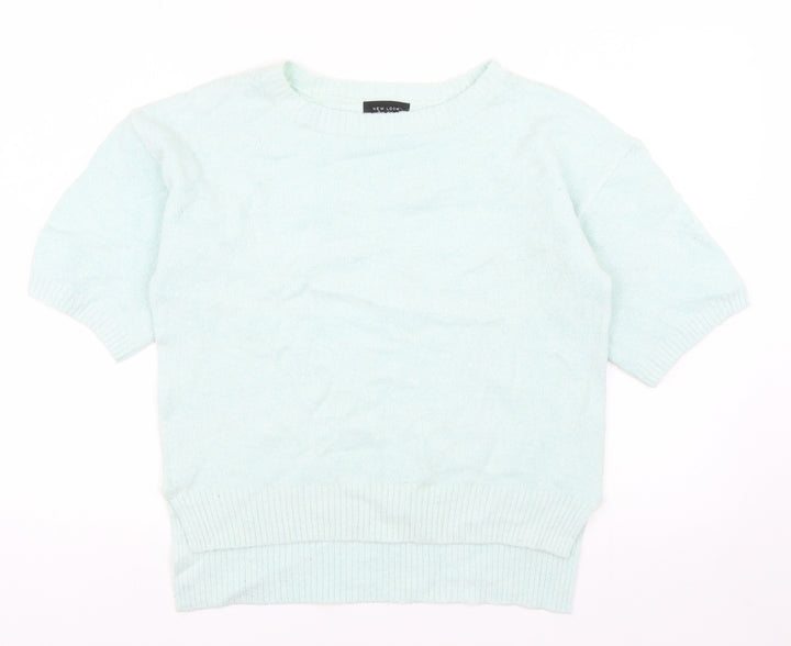 New Look Womens Green Round Neck Acrylic Pullover Jumper Size 8