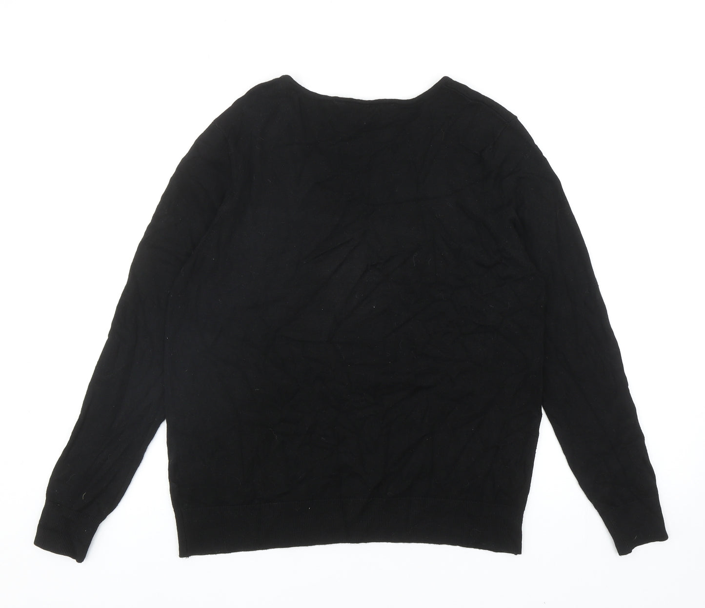 Peacocks Womens Black Round Neck Viscose Pullover Jumper Size 12