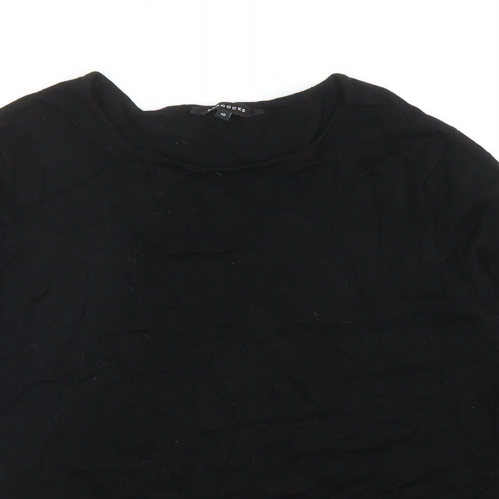 Peacocks Womens Black Round Neck Viscose Pullover Jumper Size 12