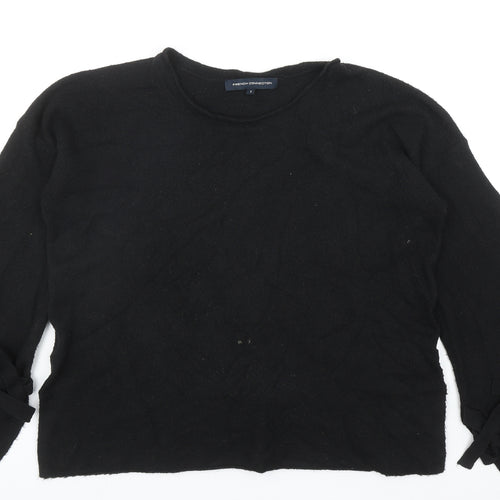 French Connection Womens Black Round Neck Acrylic Pullover Jumper Size S