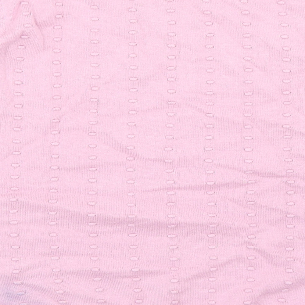 TU Womens Pink Boat Neck Geometric Cotton Pullover Jumper Size 12