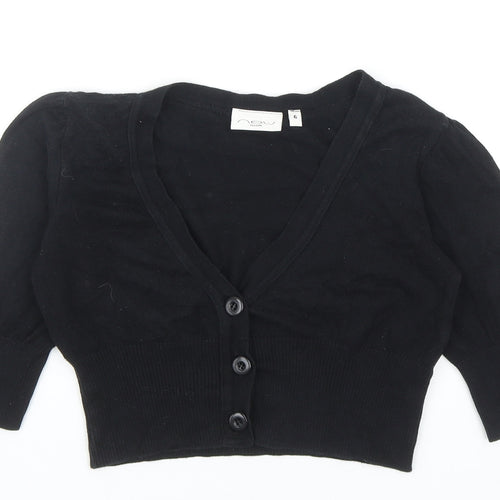 New Look Womens Black V-Neck Cotton Cardigan Jumper Size 6