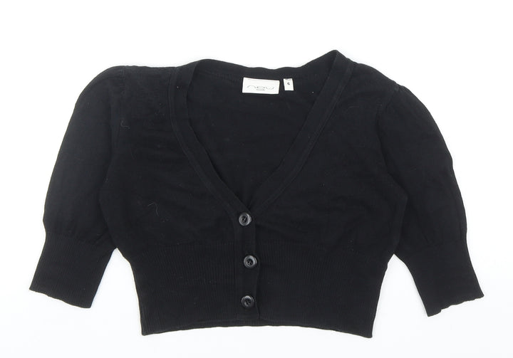 New Look Womens Black V-Neck Cotton Cardigan Jumper Size 6