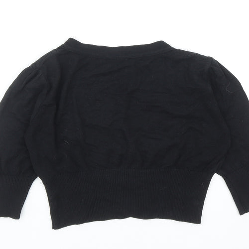 New Look Womens Black V-Neck Cotton Cardigan Jumper Size 6