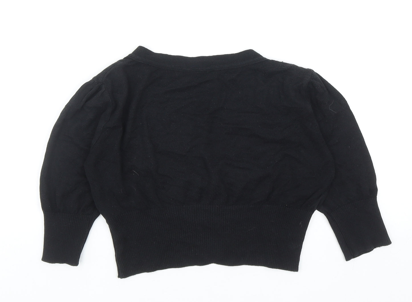 New Look Womens Black V-Neck Cotton Cardigan Jumper Size 6