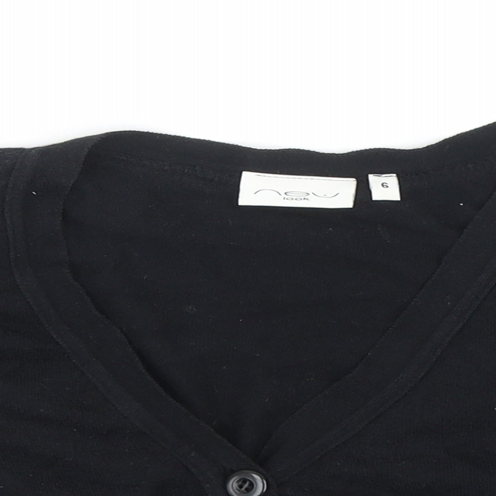New Look Womens Black V-Neck Cotton Cardigan Jumper Size 6