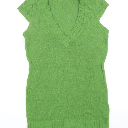 Topshop Womens Green V-Neck Acrylic Pullover Jumper Size 10