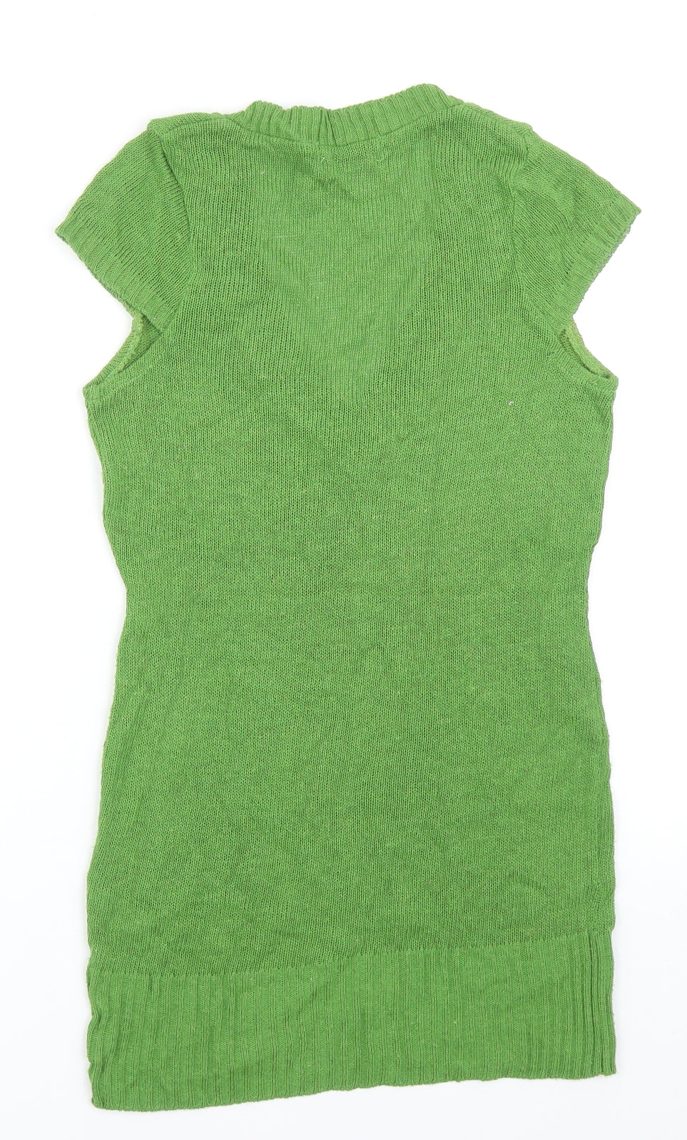 Topshop Womens Green V-Neck Acrylic Pullover Jumper Size 10