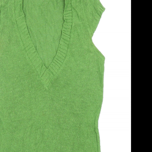 Topshop Womens Green V-Neck Acrylic Pullover Jumper Size 10
