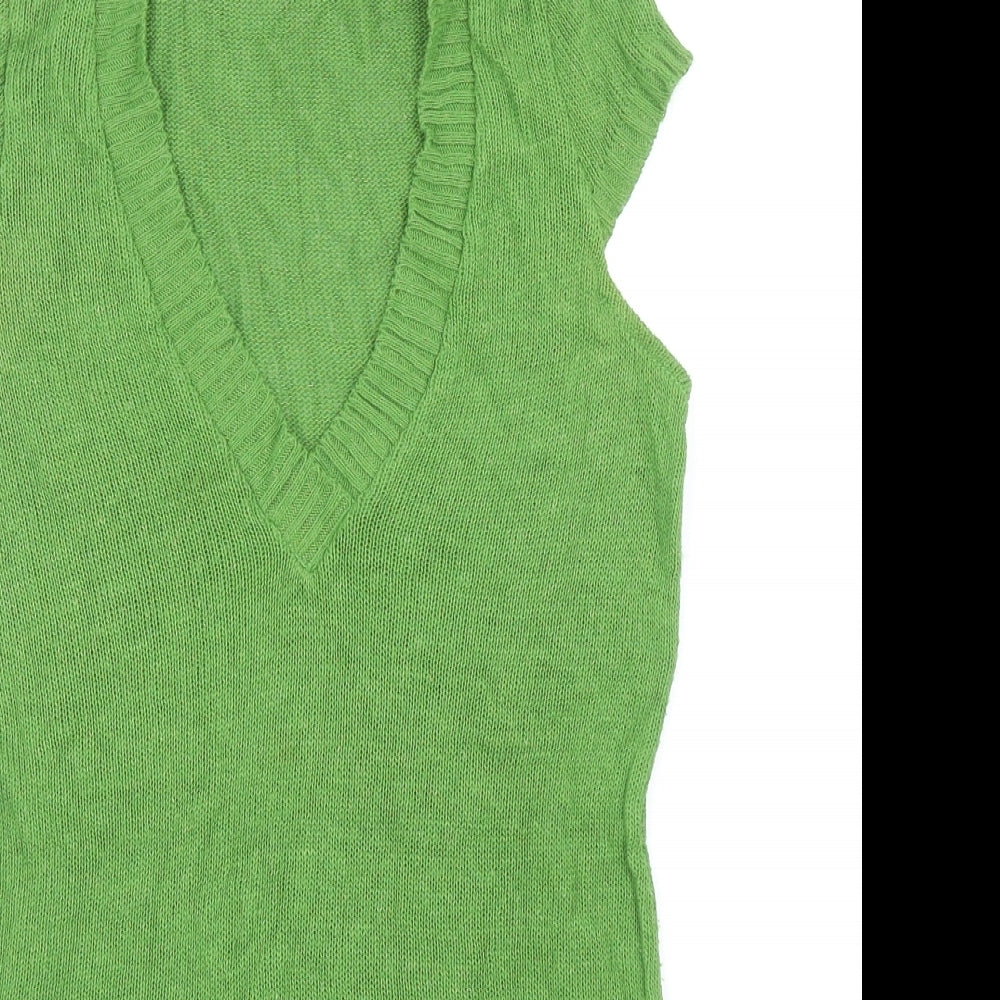 Topshop Womens Green V-Neck Acrylic Pullover Jumper Size 10