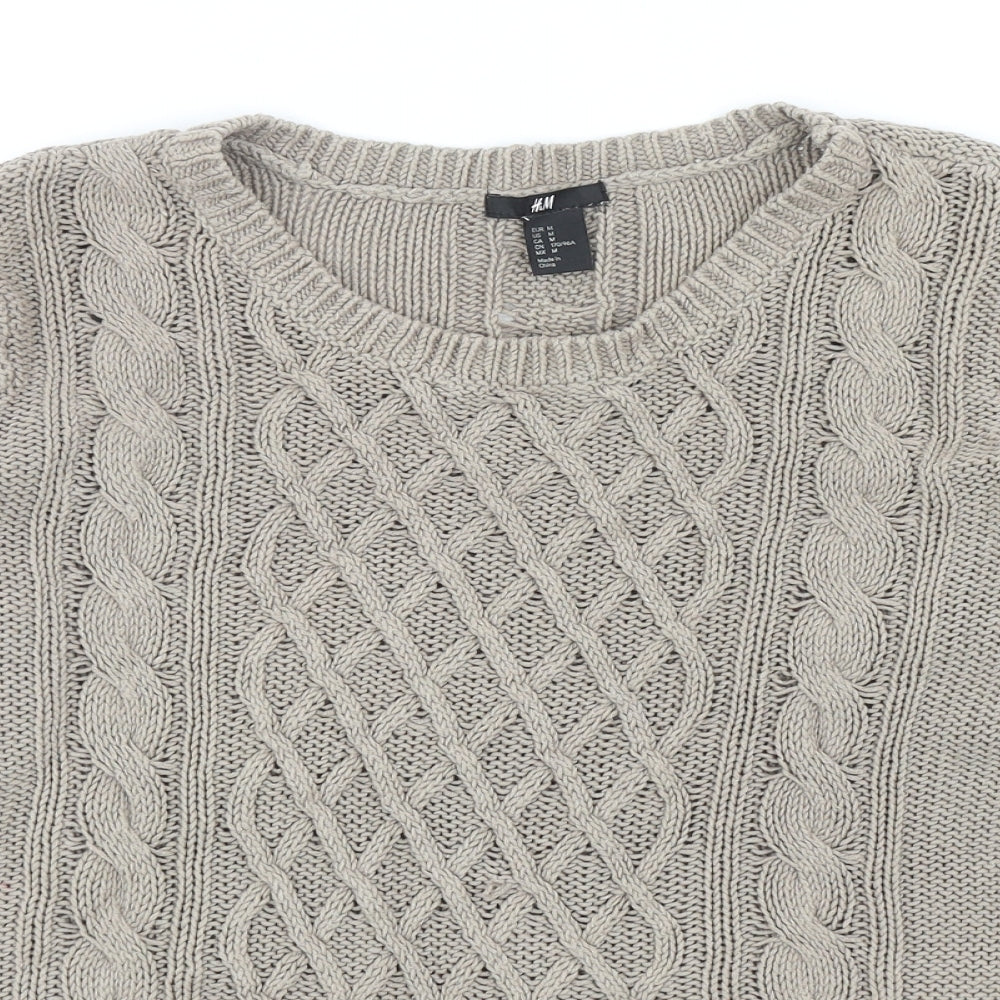 H&M Womens Brown Scoop Neck Cotton Pullover Jumper Size M