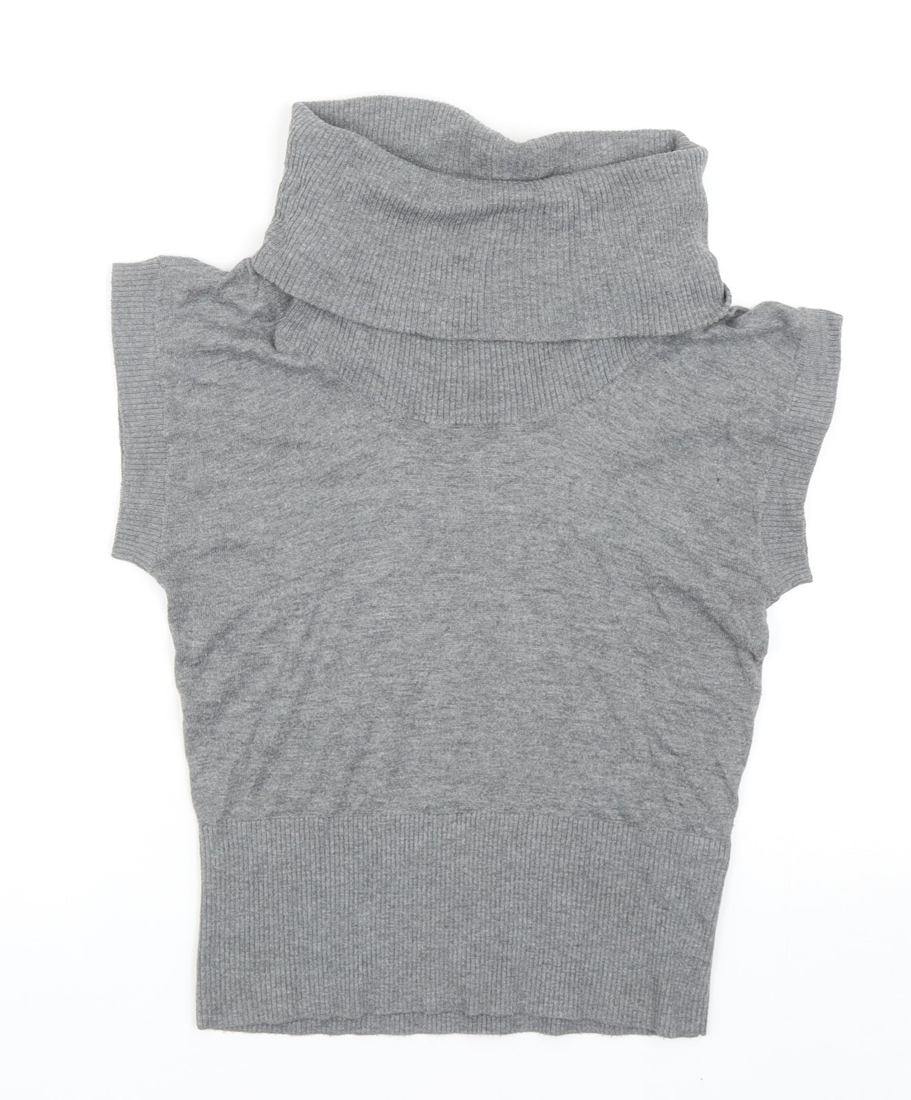 H&M Womens Grey Roll Neck Acrylic Vest Jumper Size S