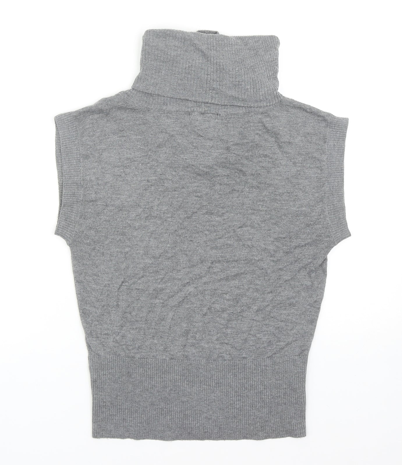 H&M Womens Grey Roll Neck Acrylic Vest Jumper Size S