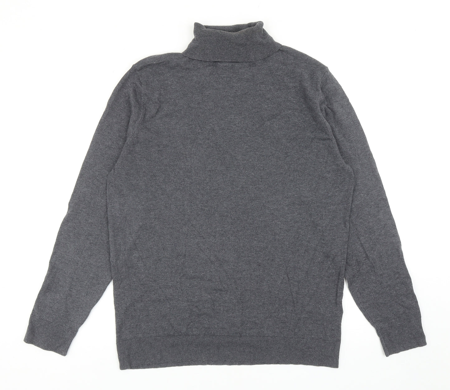 Primark Mens Grey Roll Neck Cotton Pullover Jumper Size L