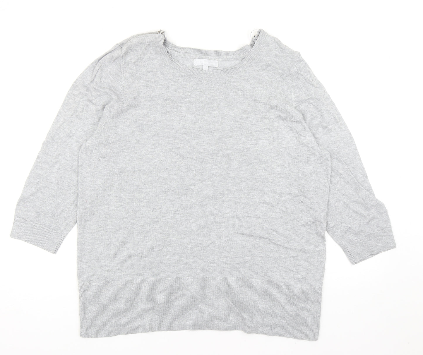 Red Herring Womens Grey Scoop Neck Viscose Pullover Jumper Size 20