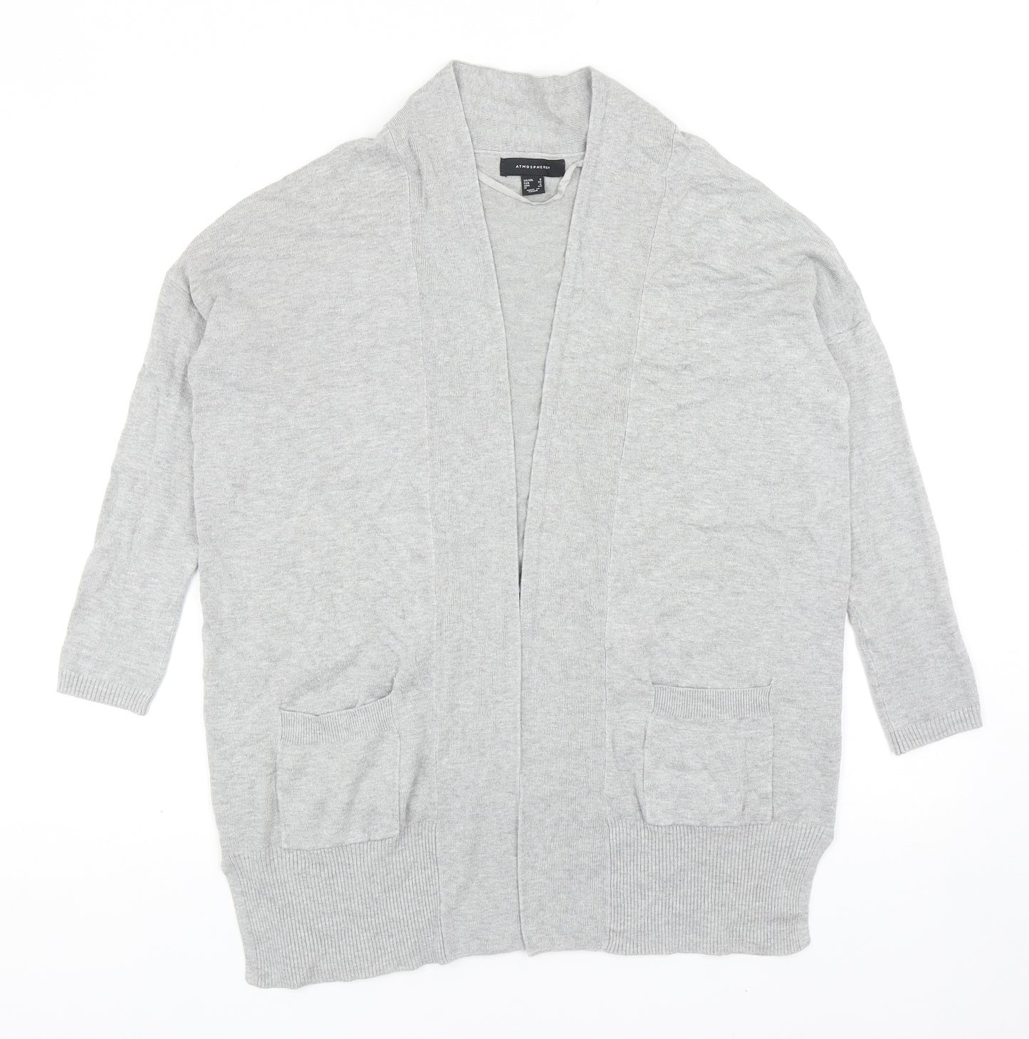 Primark Womens Grey V-Neck Cotton Cardigan Jumper Size 8